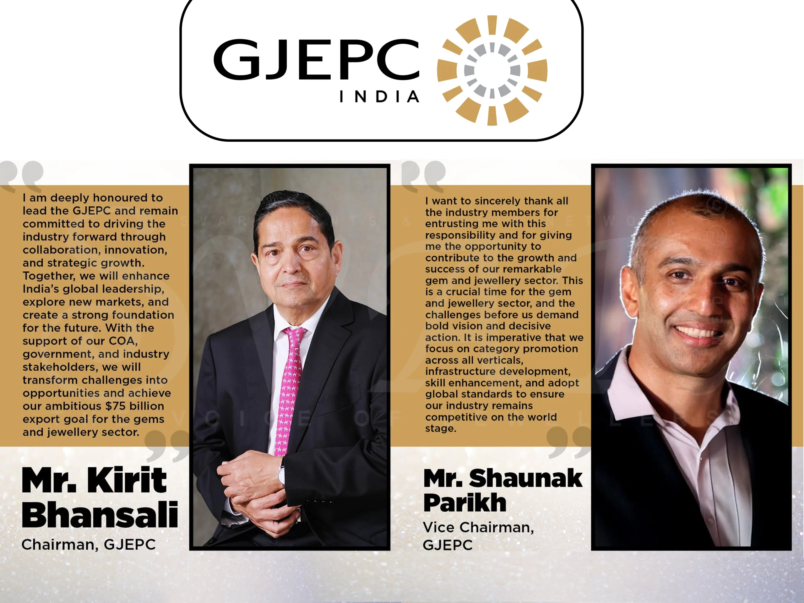 GJEPC Announces Mr. Kirit Bhansali as Chairman, Mr. Shaunak Parikh as Vice Chairman and new Committee of Administration