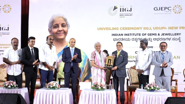 Hon’ble Finance Minister Nirmala Sitharaman Unveils IIGJ Udupi as Centre of Excellence for Gems and Jewellery Skills