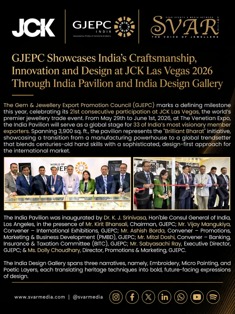 GJEPC Showcases India’s Craftsmanship, Innovation and Design at JCK Las Vegas 2026 Through India Pavilion and India Design Gallery