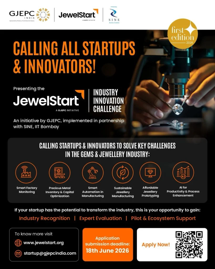 JewelStart Industry Innovation Challenge 2026 Launched by GJEPC and SINE IIT Bombay for Gems and Jewellery Innovation