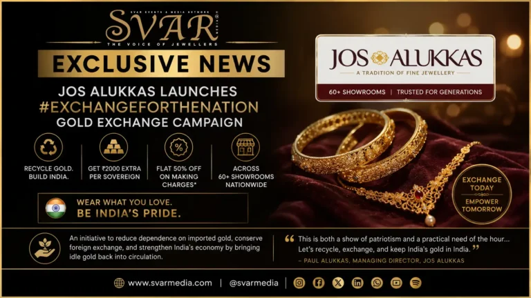 Jos Alukkas Launches #ExchangeForTheNation Gold Exchange Campaign to Promote Gold Recycling in India Jos Alukkas Launches #ExchangeForTheNation Gold Exchange Campaign to Promote Gold Recycling in India