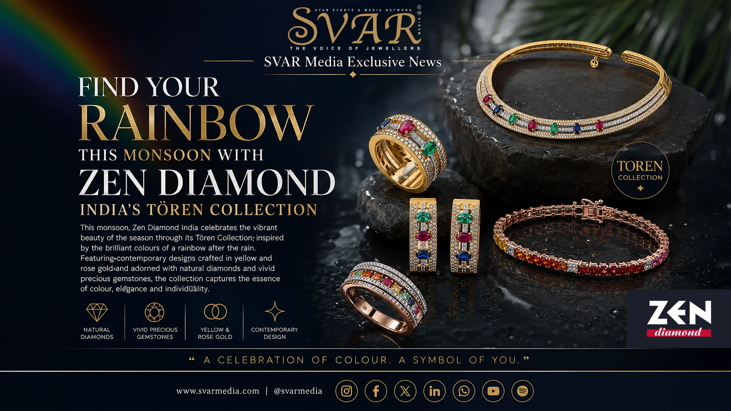 Find Your Rainbow This Monsoon with Zen Diamond India’s Toren Collection of Natural Diamond and  Gemstone Jewellery