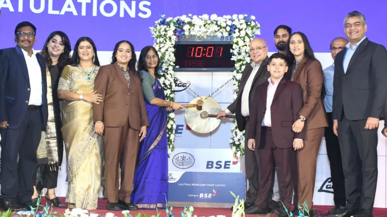 Lalithaa Jewellery Mart IPO Lists at Rs 265.3, Gains 32% Lalithaa Jewellery Mart IPO Lists at Rs 265.3, Gains 32%