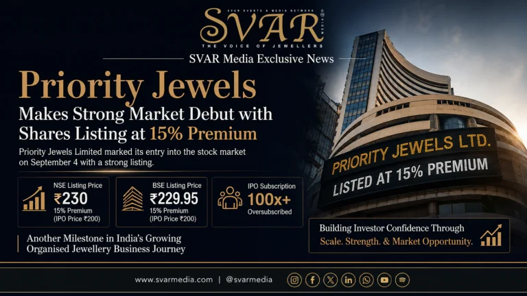 Priority Jewels Shares List at 15% Premium on NSE and BSE Priority Jewels Shares List at 15% Premium on NSE and BSE