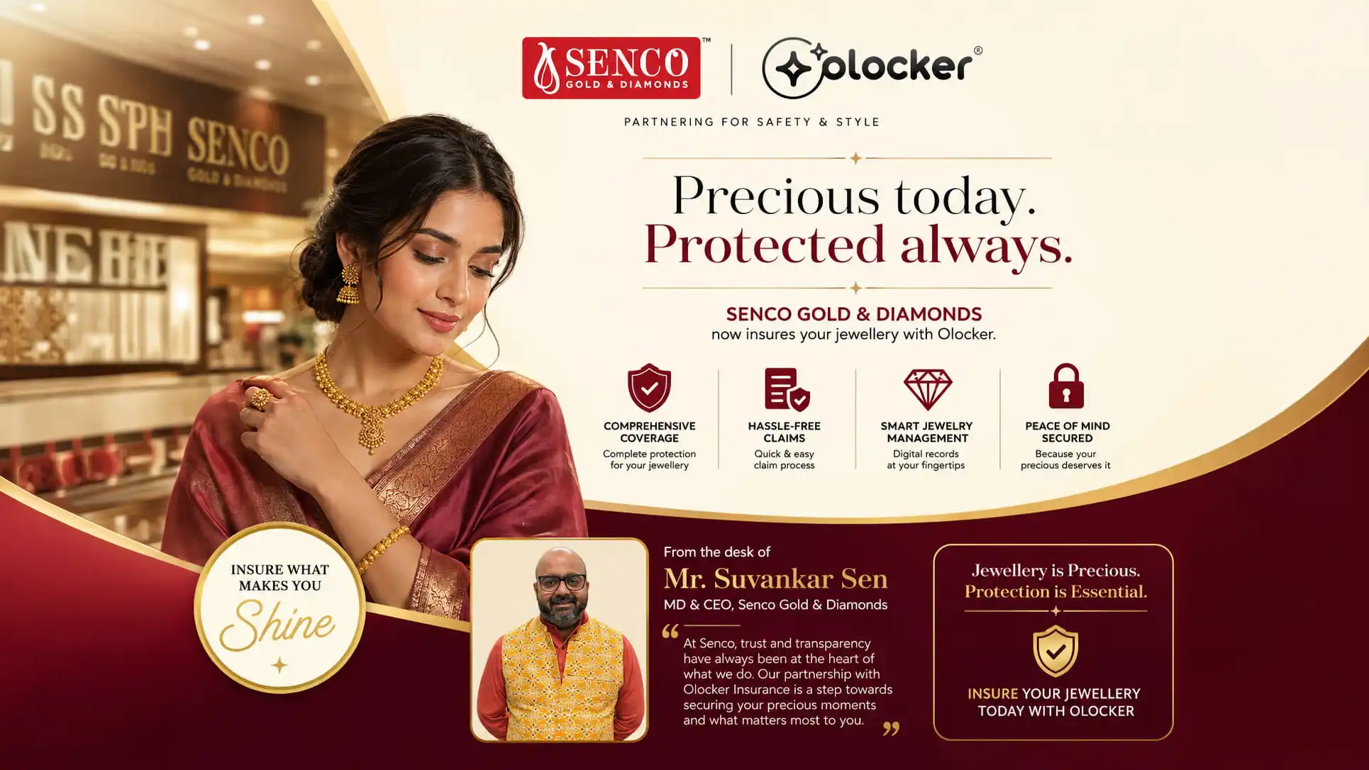 Senco Gold and Diamonds Partners With Olocker for Free Jewellery Insurance