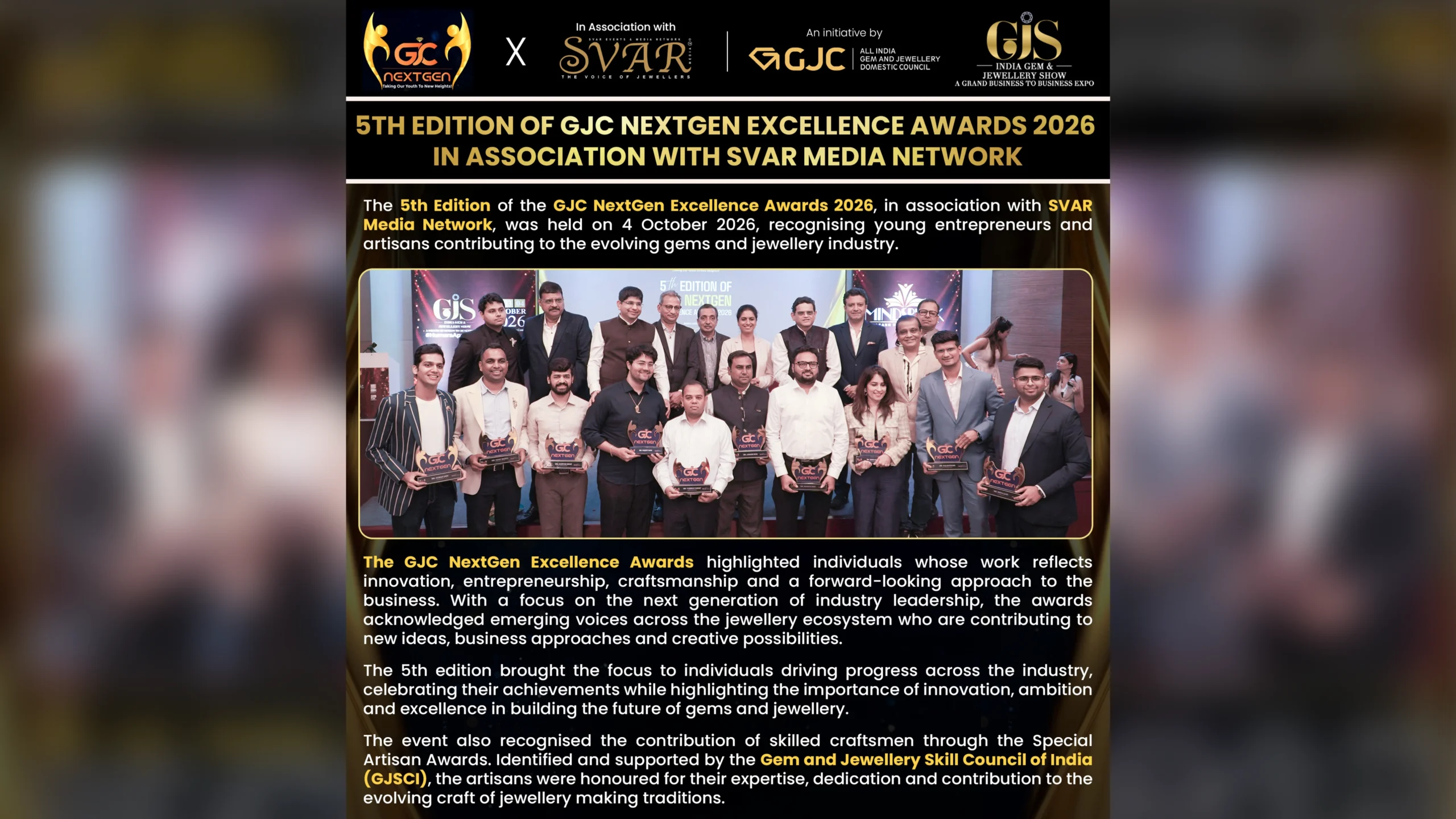 5th Edition of GJC NextGen Excellence Awards 2026 in Association with SVAR Media Network