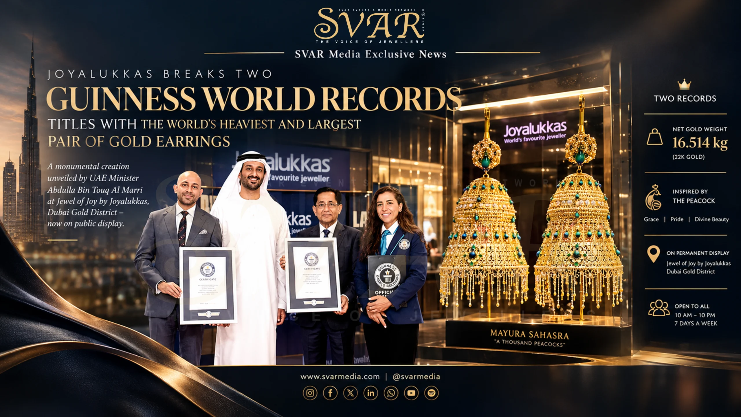 Joyalukkas Sets Two Guinness World Records with World’s Heaviest and Largest Gold Earrings