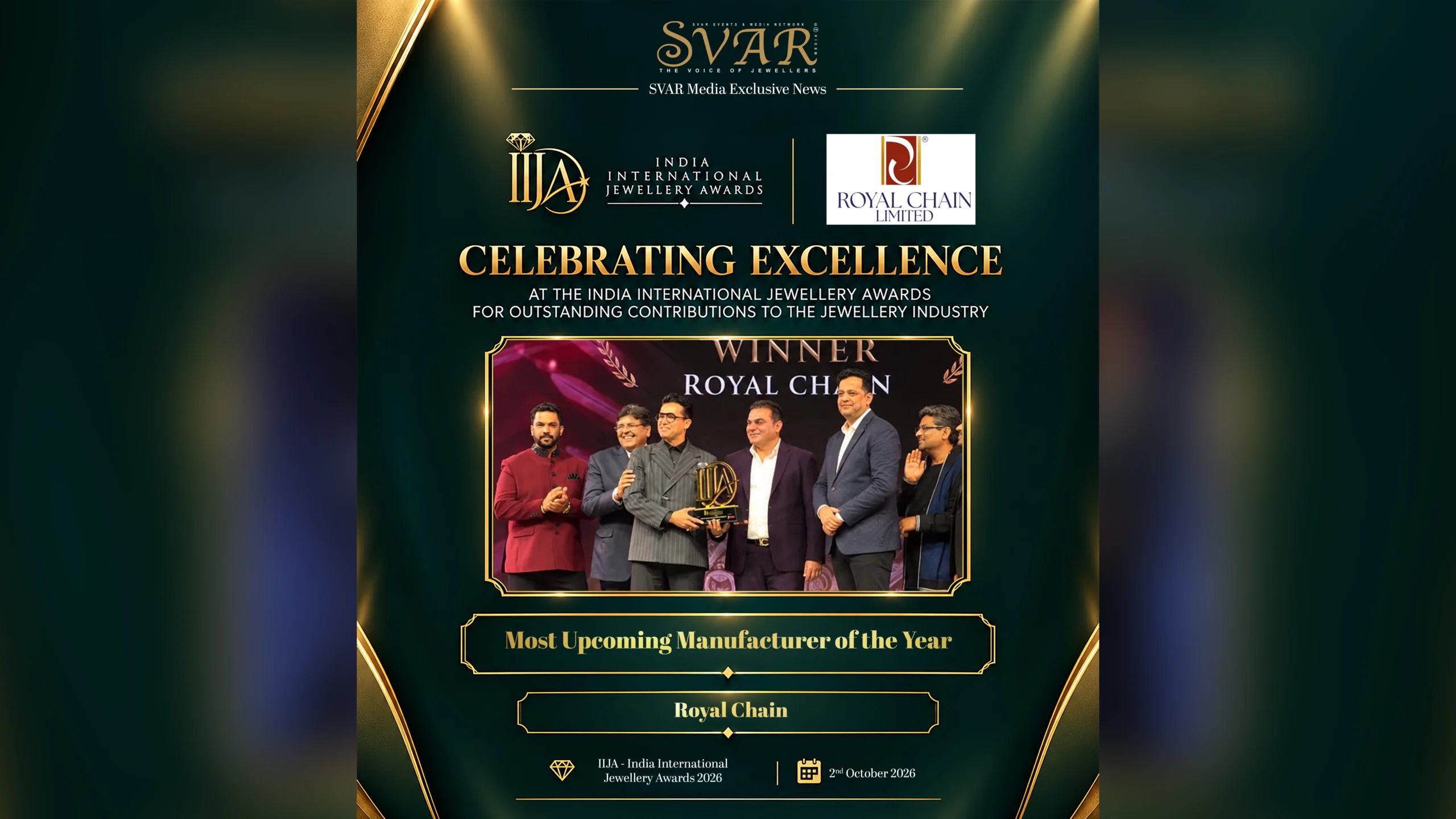 Royal Chain Wins Most Upcoming Manufacturer of the Year at IIJA 2026