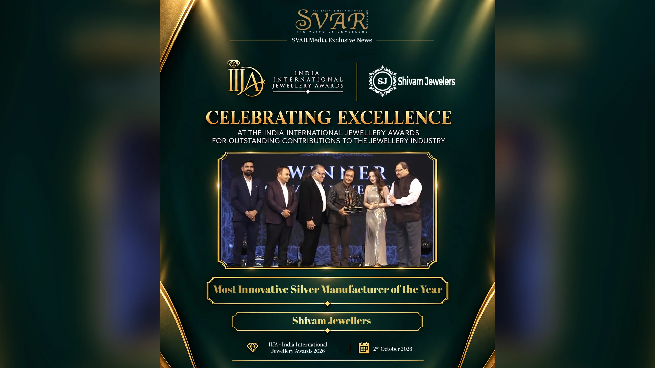 Shivam Jewellers Wins Most Innovative Silver Manufacturer of the Year at IIJA 2026