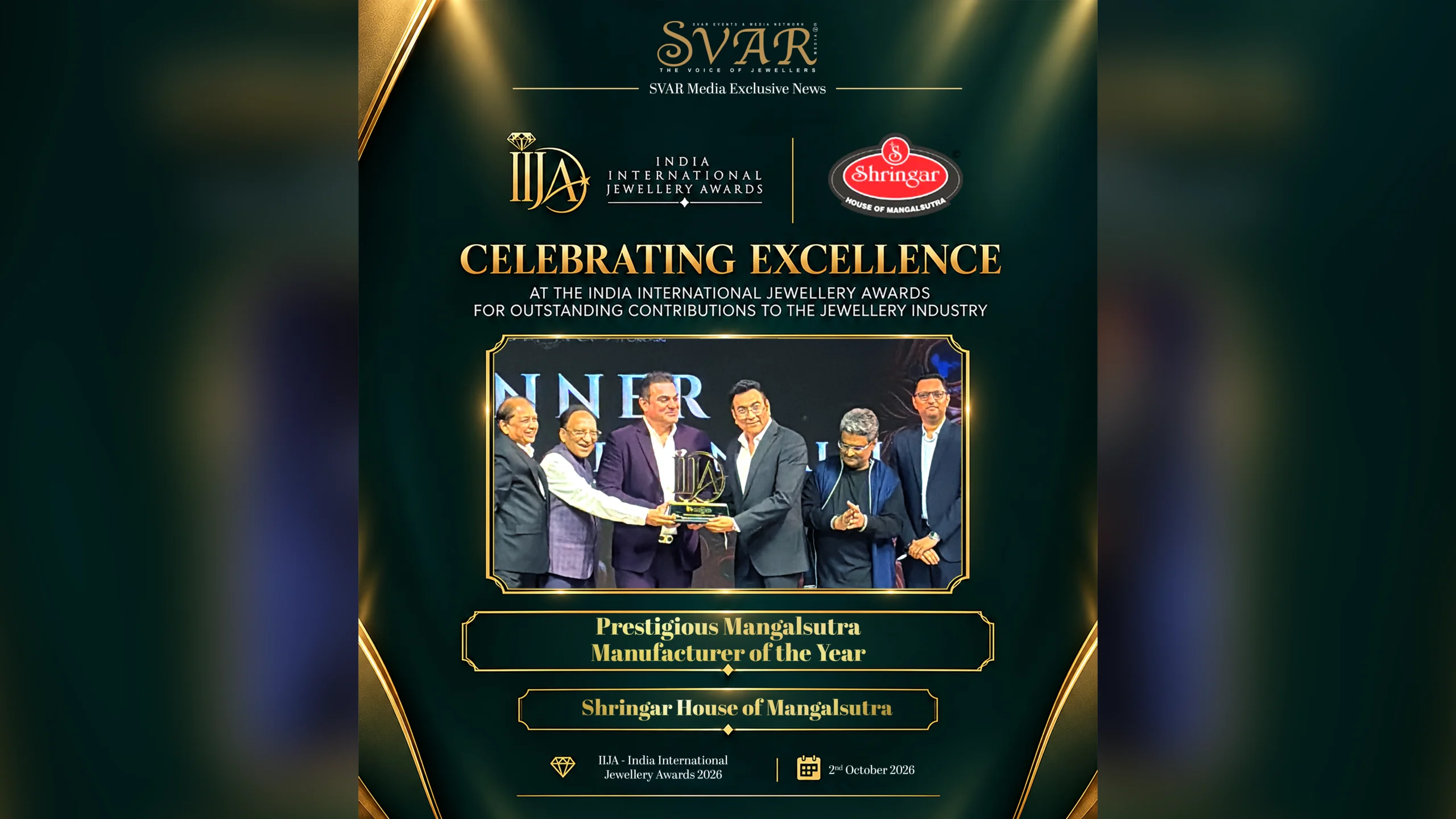 Shringar House of Mangalsutra Wins Prestigious Mangalsutra Manufacturer of the Year Award at IIJA 2026